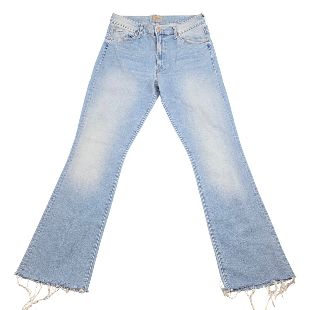 Mother Jeans Womens 30 The Insider Ankle Fray Slight Flare Leg Blue Light Wash